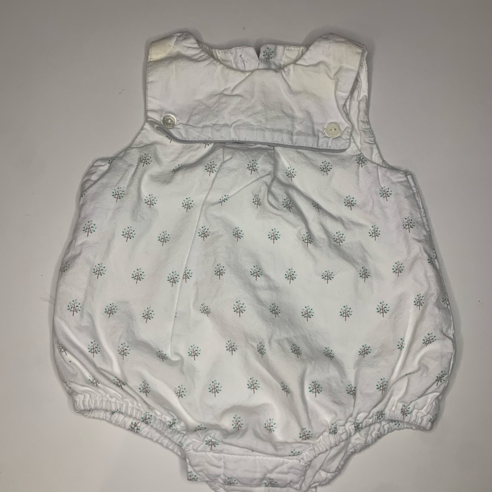 Vintage Jacadi White Bubble Romper 3M Designer Tree Design Paris Snap